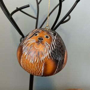 Lucuma Designs Handmade Hand Carved in Peru Dog Gourd Ornament New